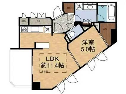 ジオ西新宿ツインレジデンス ウエスト棟(1LDK/11階)の間取り写真