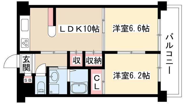 ジュノス(2LDK/5階)の間取り写真