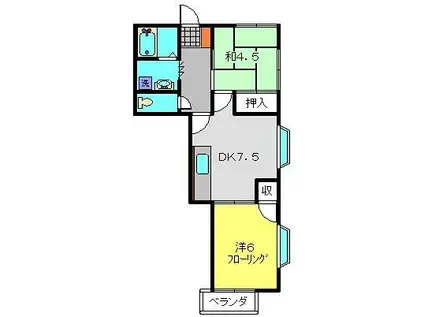 サンコート白根台II(2DK/2階)の間取り写真