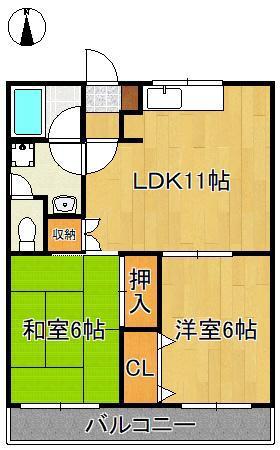 ロイヤルシャトー片山(2LDK/2階)の間取り写真