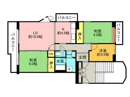 UR若山台第4 16号棟(3LDK/5階)の間取り写真