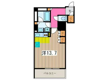 パークアクシス日本橋ステージ(ワンルーム/6階)の間取り写真