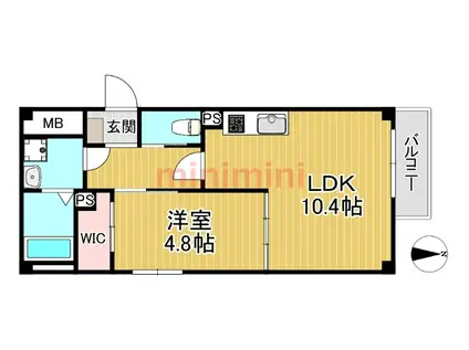 URBAN COURT 茨木春日(1LDK/1階)の間取り写真