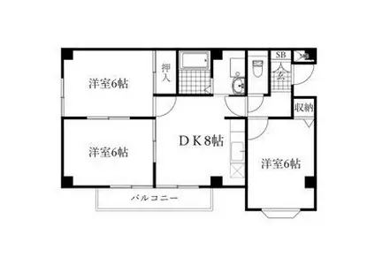 ミキハイツ・A(3DK/1階)の間取り写真