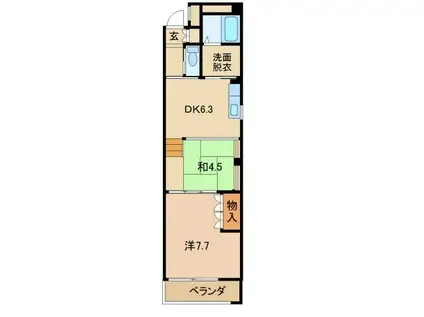 ヤマイチPLAZA吉田II(2DK/4階)の間取り写真