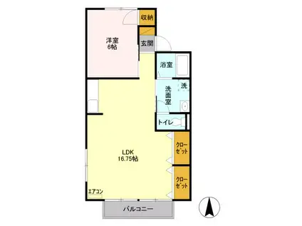 コーポ一の沢(1LDK/2階)の間取り写真