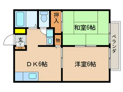 ハイツズイコウII(2DK/2階)の間取り写真