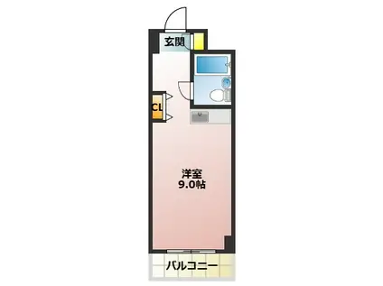 リーフテラス(ワンルーム/2階)の間取り写真