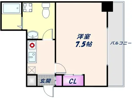 レジデア西本町(1K/9階)の間取り写真