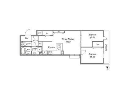 アルタイル千里中央(2LDK/1階)の間取り写真