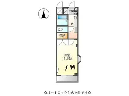 プレジデント・川中(1K/4階)の間取り写真