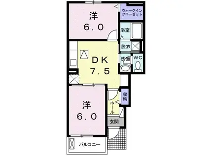 ベルフール(2DK/1階)の間取り写真