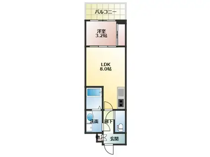 GARDENIA城北公園(1LDK/4階)の間取り写真