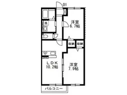 ELISE III(2LDK/1階)の間取り写真