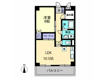津山マンション(1LDK/5階)の間取り写真