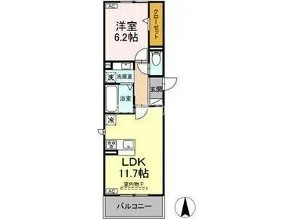 AVANT(1LDK/2階)の間取り写真