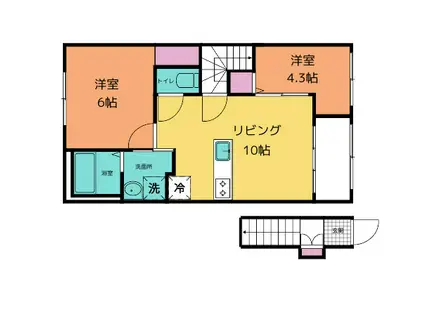 ルミエールII(2LDK/2階)の間取り写真