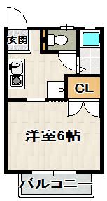 鶴居荘A棟(1K/2階)の間取り写真