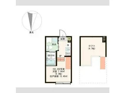 ハーモニーテラス北小岩XVIII(ワンルーム/1階)の間取り写真