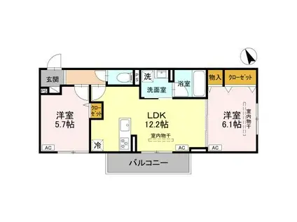 D-ROOM 古市町(2LDK/1階)の間取り写真