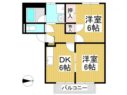 サープラスTWOリュミエール(2DK/1階)の間取り写真