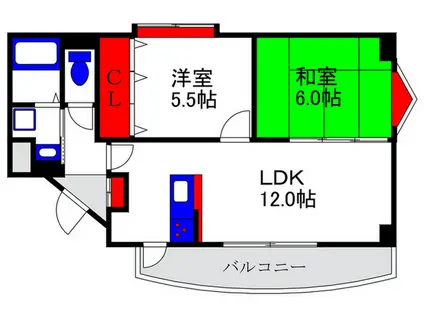 スプルースコート緑地(2LDK/2階)の間取り写真