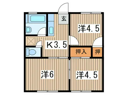 相模ハイツ(3K/1階)の間取り写真