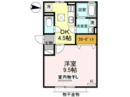 ゴマリ ジャーディン(1DK/1階)の間取り写真