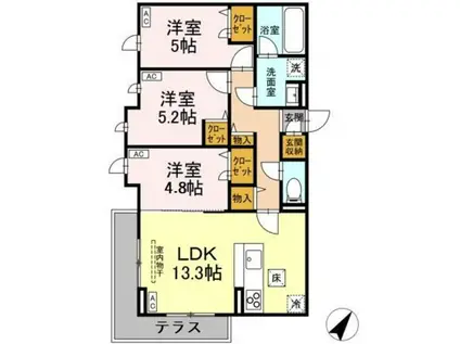 BELLE・GRACE(3LDK/1階)の間取り写真