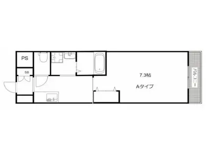 ローズコーポ本町(1K/4階)の間取り写真