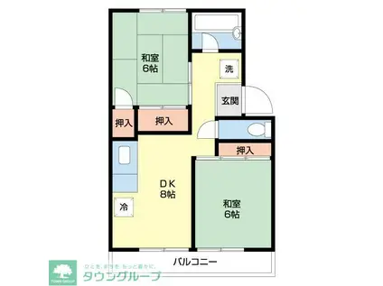 ハイツ理歩B(2DK/2階)の間取り写真