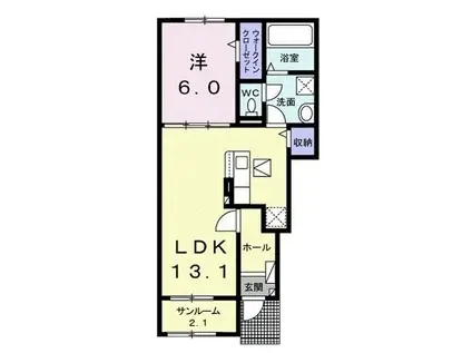 カーサ ルーナ(1LDK/1階)の間取り写真