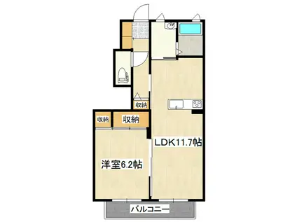 ベル カイユ(1LDK/1階)の間取り写真