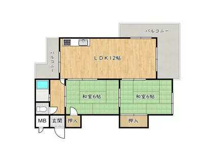 サンシェルジュ深井(2LDK/3階)の間取り写真