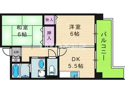 ラ・ヴィーア米田(2DK/4階)の間取り写真