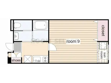 地下鉄東山線 新栄町駅(愛知) 徒歩5分 5階建 築14年(1K/2階)の間取り写真