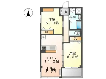ACROSSタウン(2LDK/3階)の間取り写真
