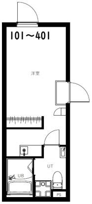RSC町屋(ワンルーム/4階)の間取り写真