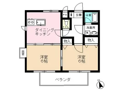 カーサヒラノ(2DK/2階)の間取り写真