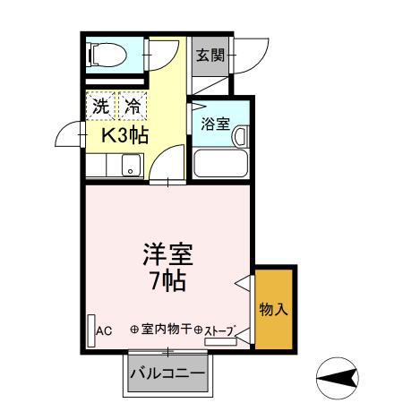 メイユールフジ(1K/2階)の間取り写真