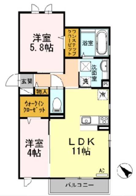 南海本線 和泉大宮駅 徒歩10分 2階建 築13年(2LDK/2階)の間取り写真