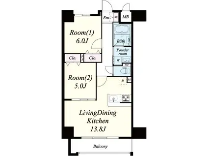 サンセール海老江(2LDK/4階)の間取り写真