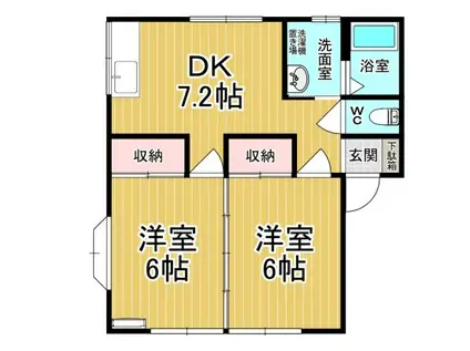 グリーンコーポII(2DK/1階)の間取り写真