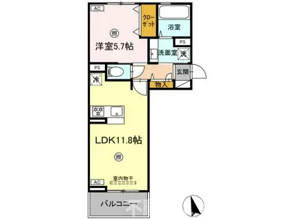 パストラル松橋II(1LDK/2階)の間取り写真