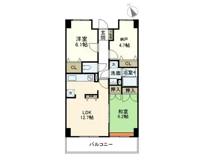 ウエスト ヴィレッジ(2SLDK/2階)の間取り写真