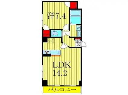 トレランス(1LDK/2階)の間取り写真