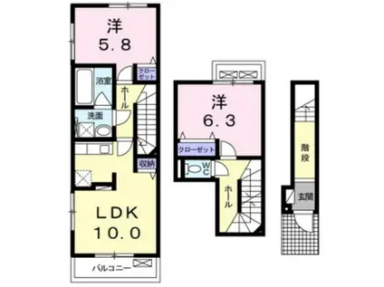 ハナミズキ(2LDK/2階)の間取り写真