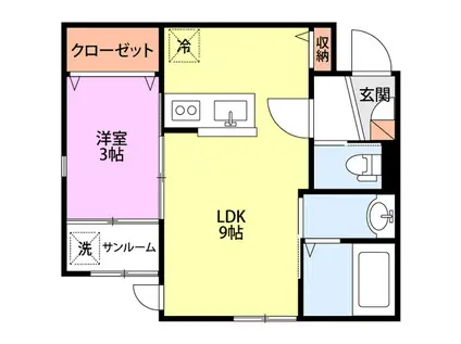 JERVIS BAY(1LDK/1階)の間取り写真