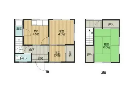 リベルアパート(3DK/1階)の間取り写真