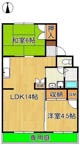 シャルム明石I(2LDK/1階)の間取り写真